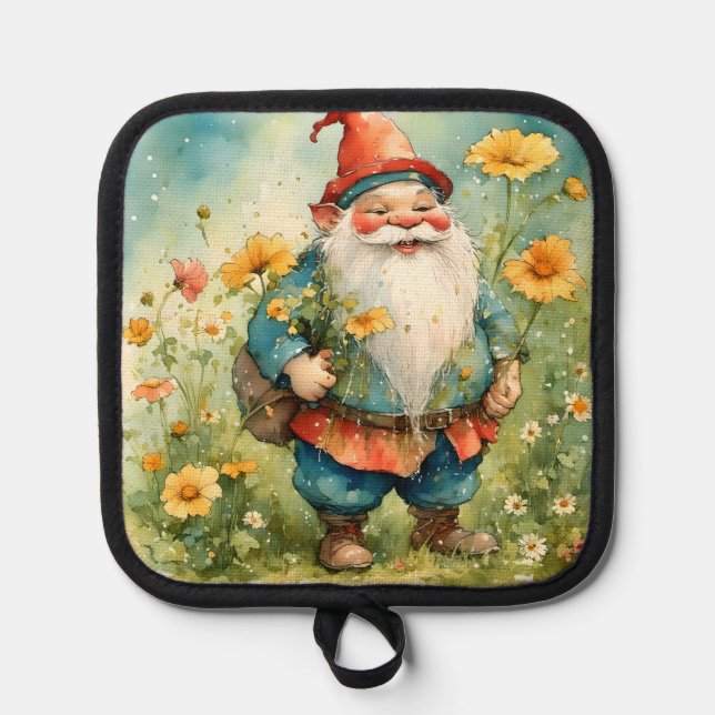 Porta Ollas Gnome de primavera con soporte de maceta de flores (Anverso)