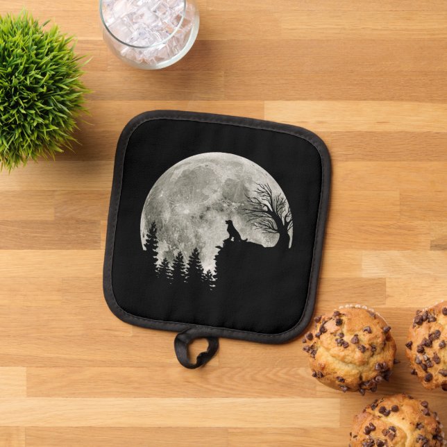 Porta Ollas Golden Retriever En Mountain Spooky Halloween Moon (De arriba hacia abajo)