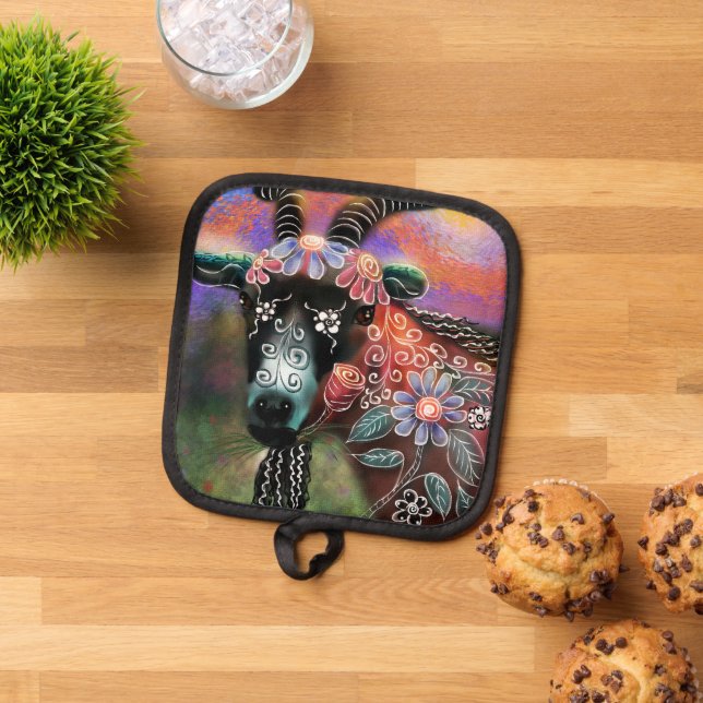 Porta Ollas Granja de cabra floral caprina animal (De arriba hacia abajo)