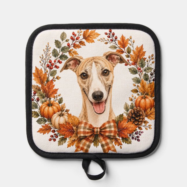 Porta Ollas Guirnalda de otoño Whippet (Anverso)