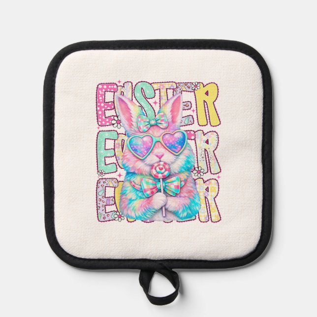 Porta Ollas Happy Easter Bunny Coquette Bow Preppy Easter Day  (Anverso)