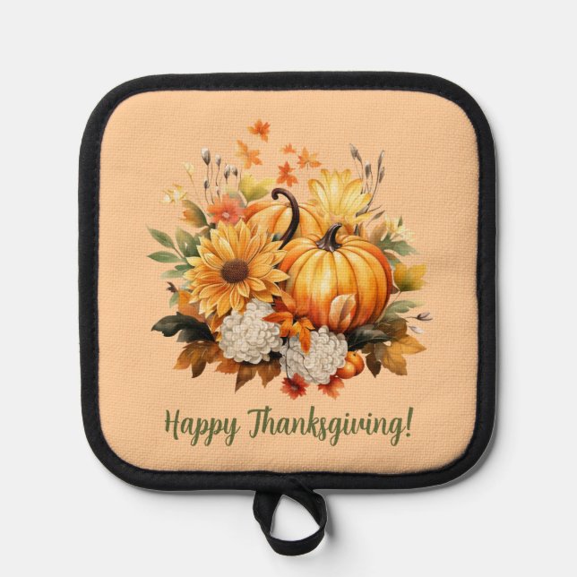 Porta Ollas Happy Thanksgiving Pumpkin Harvest Design (Anverso)