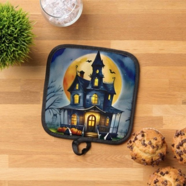 Porta Ollas Haunted Hollow & Luna  (Pot Holder Full rubber protection cover no slip silicon hanging loop. )
