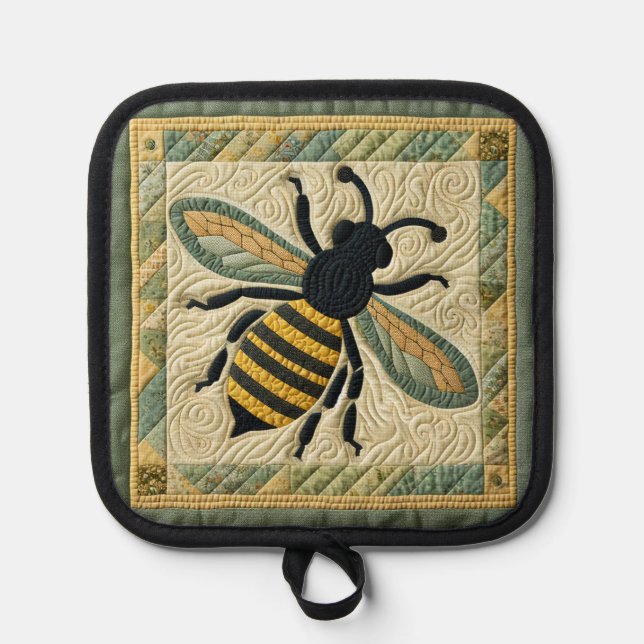 Porta Ollas Honeybee Faux Quilt Two (Anverso)