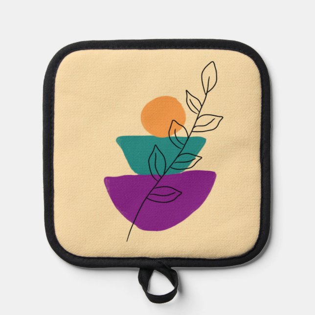 Porta Ollas Ilustración boho de hojas (Anverso)