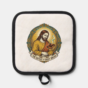 Porta Ollas Jesús Derrotado Fumando Tostadas Quemadas Desayuno