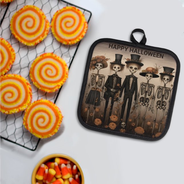 Porta Ollas La familia de Skeleton feliz Halloween (Subido por el creador)