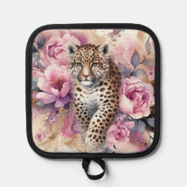 Porta Ollas Leopard Cub y Rosas Cubierta