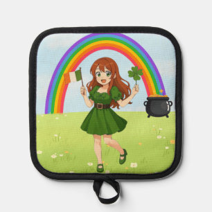 Porta Ollas Lindo anime pelirrojo Día de San Patricio