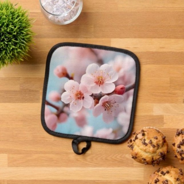 Porta Ollas Magia de Flor de Cerezo Rosa (Pot Holder Full rubber protection cover no slip silicon hanging loop. 
)