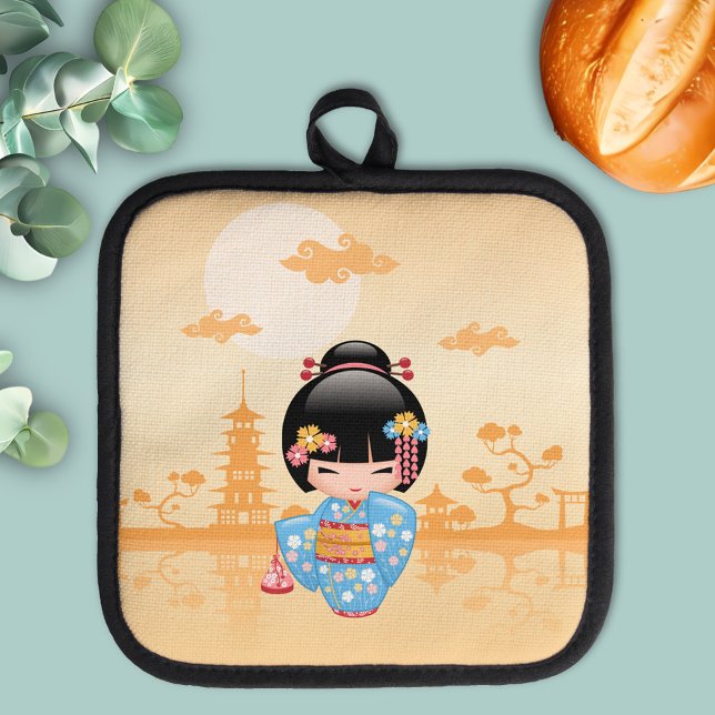 Porta Ollas Maiko Kokeshi Muñeca Cute Geisha Chica Amarillo (Subido por el creador)