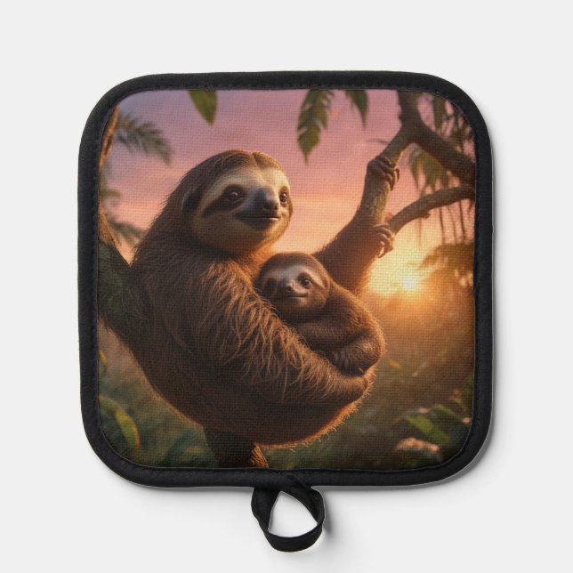 Porta Ollas Mama y Baby Sloth (Anverso)