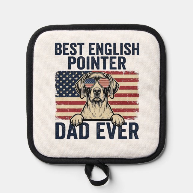 Porta Ollas Mejor papá Pointer Inglés Patriótico Perro (Anverso)