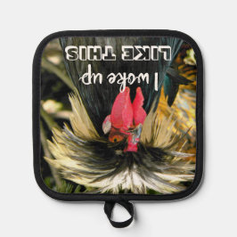 Porta Ollas Meme de pollo divertido en el Día del Pelo Malo