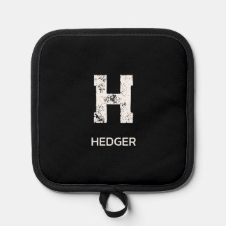 PORTA OLLAS MINIMALIST WHITE ONE LETTER MONOGRAM NAME BLACK