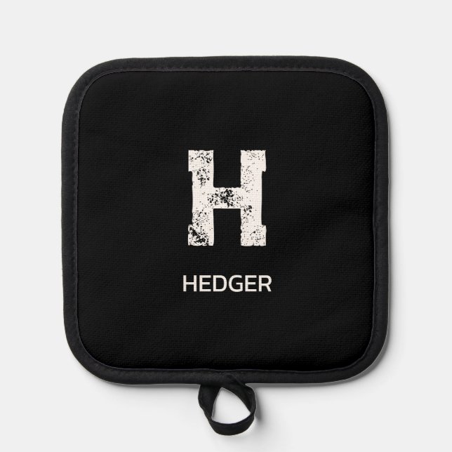 PORTA OLLAS MINIMALIST WHITE ONE LETTER MONOGRAM NAME BLACK (Anverso)