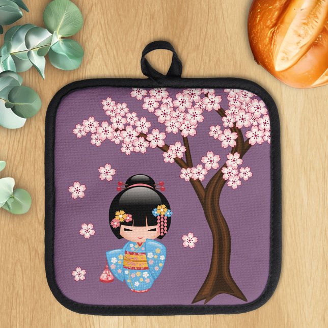 Porta Ollas Muñeca Maiko Kokeshi - Chica Geisha de Kimono Azul (Subido por el creador)