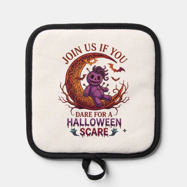 Porta Ollas Muñeca Voodoo Crescente de Halloween Atrevida Mora (Anverso)
