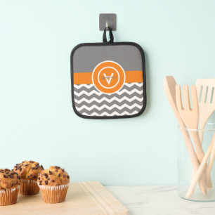 Porta Ollas Naranja gris Chevron