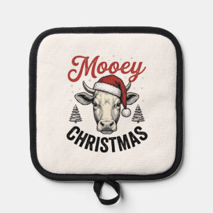 Porta Ollas Navidad Mooey Vaca Sombrero de Santa Grabado Antig