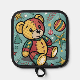 Porta Ollas Navidades de Whimsical Patchwork Teddy Bear