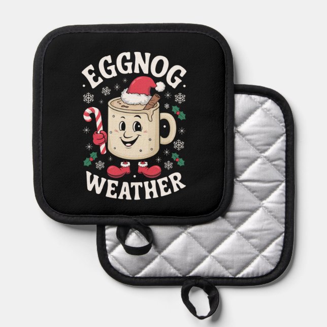 Porta Ollas Navidades retro de Navidades del tiempo del huevo (Anverso/Reverso)