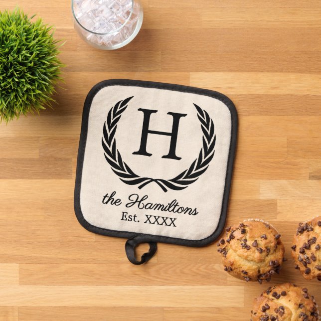 Porta Ollas Nombre de la familia Monograma Moda de la guirnald (De arriba hacia abajo)