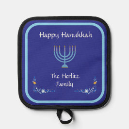 Porta Ollas NOMBRE DEL Personalizar Blue HANUKKAH Menorah