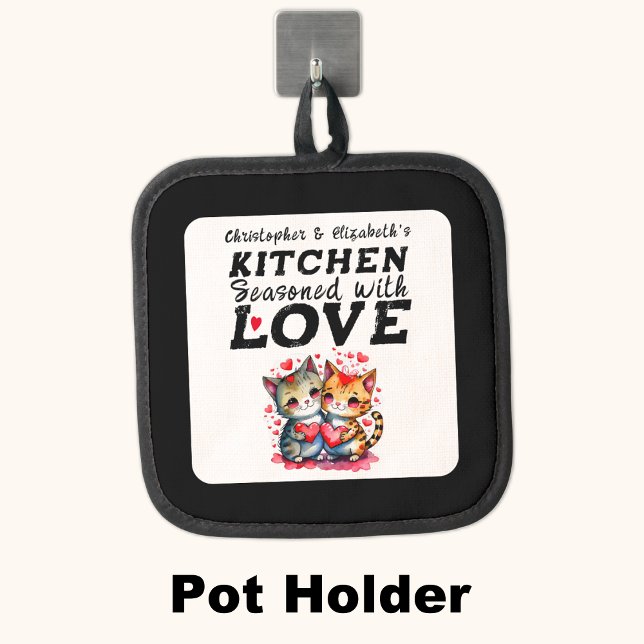 Porta Ollas Nombres personalizados cocina lindos gatos negro (Subido por el creador)