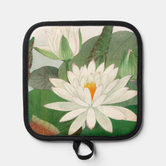Porta Ollas Nymphaea lotus, grabado en madera japonés, 1917