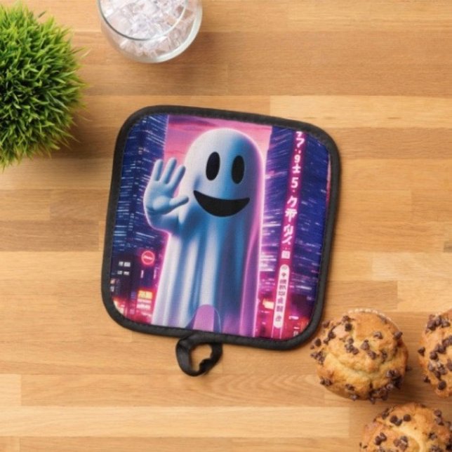 Porta Ollas Ola Fantasmal y Luces Urbanas  (Pot Holder Full rubber protection cover no slip silicon hanging loop. 
)