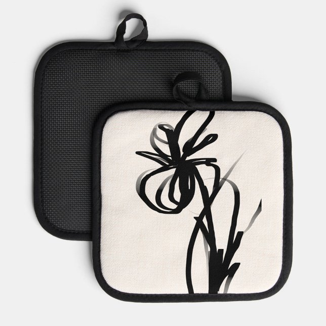 Porta Ollas Orquídea en blanco y negro abstracto (Subido por el creador)