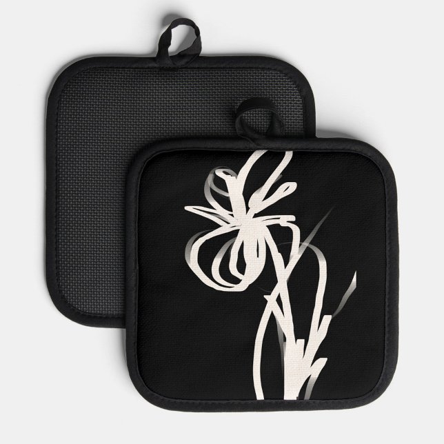 Porta Ollas Orquídea Noir: Resumen en blanco y negro (Subido por el creador)