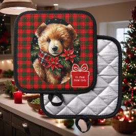 Porta Ollas Oso de peluche lindo Navidad Agregar nombre mamá a