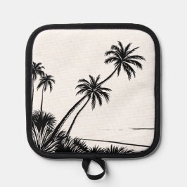 Porta Ollas Palmera Negro y Blanco Playa Costera