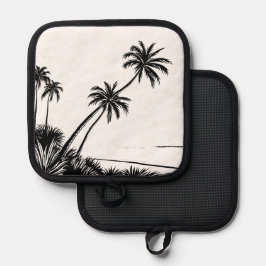 Porta Ollas Palmera Negro y Blanco Playa Costera