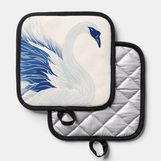 Porta Ollas patrón de alas de cisne chino (Personalizar) (Anverso/Reverso)