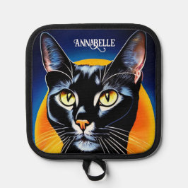 Porta Ollas Personalización de gato negro