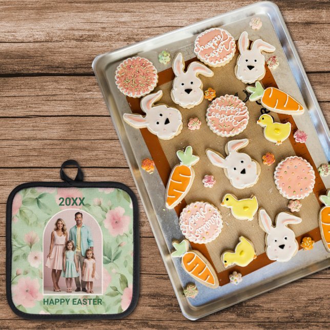 Porta Ollas Personalizado de Pascua Foto Pastel Pink & Green F (Subido por el creador)