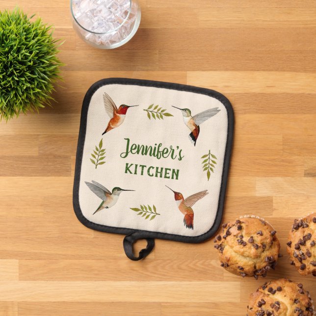 Porta Ollas Personalizado Rufous Hummingbirds (De arriba hacia abajo)