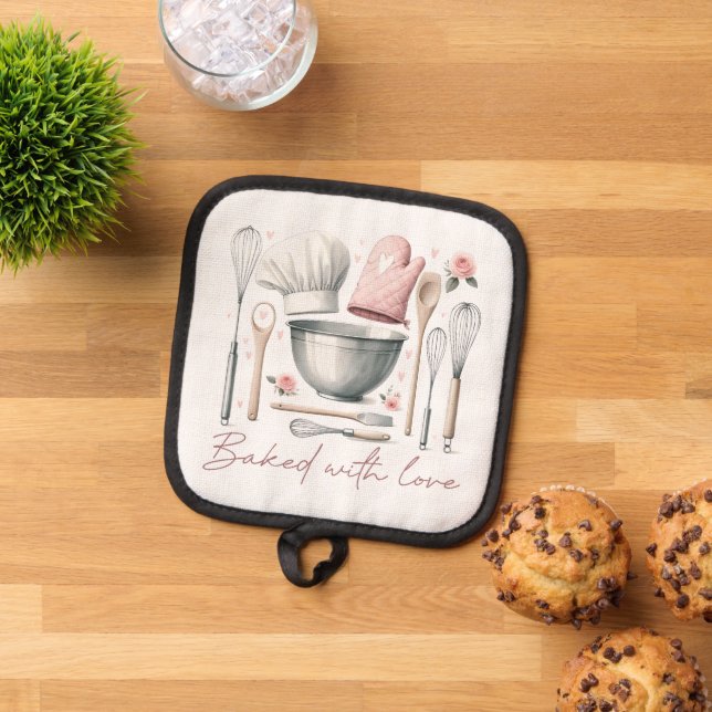 Porta Ollas Pink Baking Con Cita De Amor (De arriba hacia abajo)