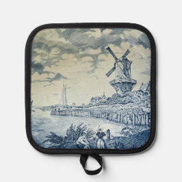 Porta Ollas Placa holandesa del molino de viento Blue Delft