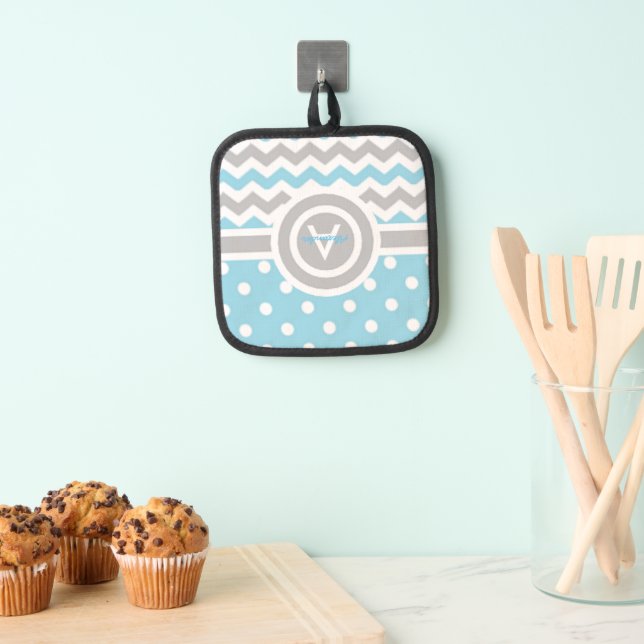 Porta Ollas Polka azul Dot Chevron (Insitu (colgante))