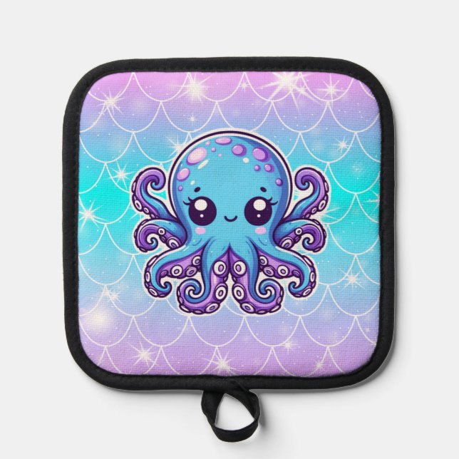 Porta Ollas Pulpo azul lindo (Anverso)