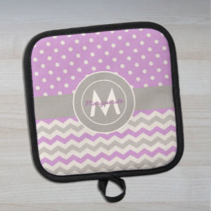 Porta Ollas Púrpura Polka Dot Chevron