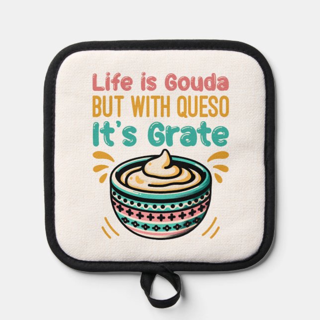 Porta Ollas Queso Gouda divertido Pun comida  (Anverso)