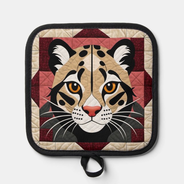 Porta Ollas Quilt de leopardo nublado (Anverso)