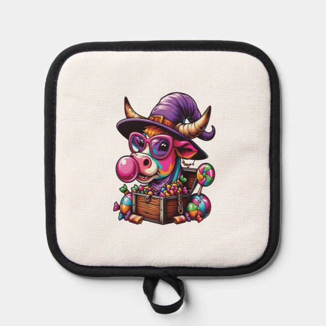 Porta Ollas Rainbow Highland Cow Halloween (Anverso)