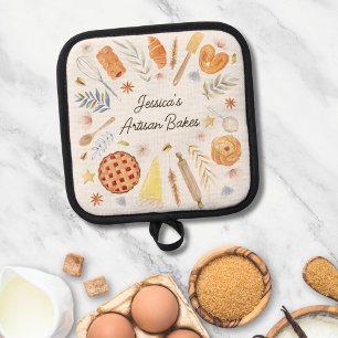 Porta Ollas Repostería de Pastelería de Acuarela Personalizada