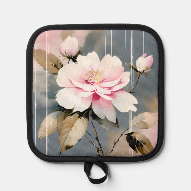 Porta Ollas Resumen Flor rosa Wabi Sabi (Anverso)